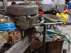 lot 159 image: Vintage Evinrude Outboard Motor with Home-Made Stand