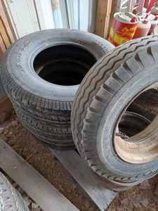 lot 210 image: Six Automotive and Trailer Tires and Three Trailer Rims