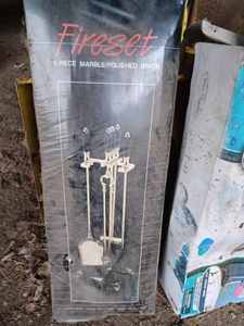 lot 246 image: New 5-Piece Fireplace Set in the Box and an All Weather Disc Golf Game in the Box