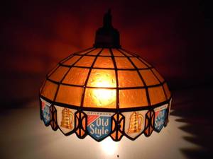 lot 8 image: VINTAGE - NEW OLD STOCK - OLD STYLE BEER HANGING LIGHT - NICE - WORKS - GREAT PIECE - SEE PICTURES