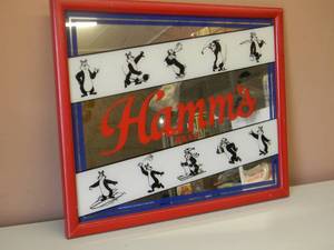 lot 10 image: VINTAGE Hamms Beer Bear Sports Bar Sign  Mirror - NICE - AWESOME PIECE - APPROX 22 By 18 - SEE PICTURES