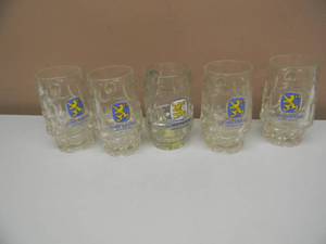 lot 21 image: 5 - Vintage LOWENBRAU Munchen (Made in Germany) 5.5 BEER Glass Mugs - GREAT VINTAGE SET - SEE PICTURES