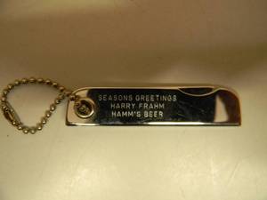 lot 32 image: VINTAGE - NEW OLD STOCK - Hamms Beer Bottle Bottle Opener - Harry Frahm Distributor - GREAT OLD SCHOOL PIECE - SEE PICTURES