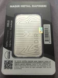1 TROY OZ .999 FINE SILVER BAR NADIR SEALED