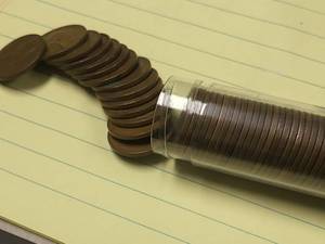 1938 DATE ROLL OF 50 US WHEAT CENTS IN TUBE
