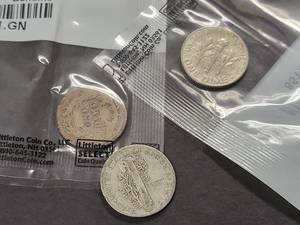 3 SILVER DIMES AS PICTURED