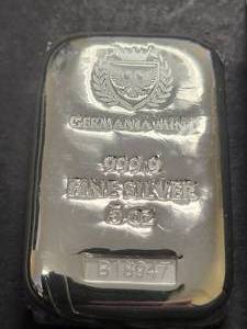 5 TROY OZ .999 FINE SILVER BAR GERMANIA MINT SEALED