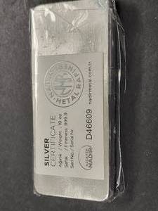 10 TROY OZ .999 FINE SILVER BAR NADIR SEALED