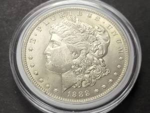 1888-O MORGAN SILVER DOLLAR AU IN AIRTITE