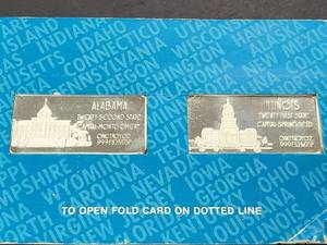 2 TROY OZ .999 FINE SILVER US STATES HAMILTON MINT SEALED (2 X 1oz BARS)