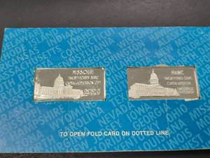 2 TROY OZ .999 FINE SILVER US STATES HAMILTON MINT SEALED (2 X 1oz BARS)