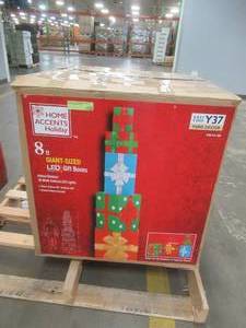 lot 342 image: Home Accents 8 ft. Giant-Sized Christmas Gift Box with LED Lights Yard Sculpture, 1006231396 - SOLD AS IS