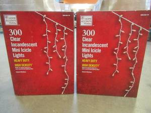 lot 381 image: (2 Packs) Home Accents 300-Light Heavy Duty Clear Icicle Light Sets, 1000050174 - SOLD AS IS