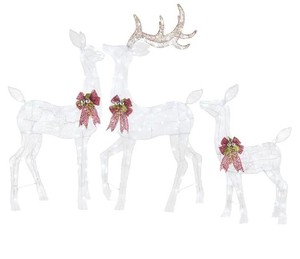 lot 301 image: Home Accents 60 in. White Tinsel LED Deer Family (Set of 3) ( 60 in. Plus 54 in. Plus 37 in.), 1006262807 - SOLD AS IS
