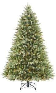 lot 314 image: Home Accents 7.5 ft Asher Blue Spruce Pre-Lit LED Artificial Christmas Tree with 700 8-Function Color Changing Mini Lights, 1006215608 - SOLD AS IS