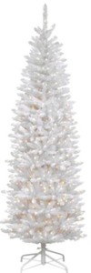 lot 322 image: National Tree Co. 7 ft. Kingswood White Fir Hinged Pencil Artificial Christmas Tree with 300 Clear Lights KWW7-300-70 - SOLD AS IS