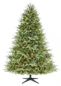 lot 325 image: Home Decorator Collection 7.5 ft Carriage Fraser Fir LED Pre-Lit Artificial Christmas Tree with 1,000 Color Changing Mini Lights, 1006215569 - SOLD AS IS