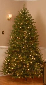 lot 326 image: National Tree Co. 9 ft. Dunhill Fir Artificial Christmas Tree with Dual Color LED Lights, DUH-300D-90 - SOLD AS IS