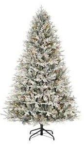 lot 331 image: Home Decorators Collection 7.5 ft Kenwood Frasier Fir Flocked LED Pre-Lit Artificial Christmas Tree with 1000 Warm White Lights, 1005392317 - SOLD AS IS