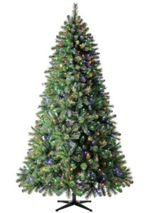 lot 335 image: Home Accents 7.5 ft Wesley Long Needle Pine LED Pre-Lit Artificial Christmas Tree with 550 Color Changing Mini Lights, 1005273009 - SOLD AS IS