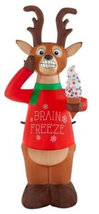 lot 398 image: Home Accents 6 ft Pre-Lit LED Animated Airblown Shivering Reindeer Christmas Inflatable, 1006215587 - SOLD AS IS