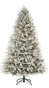 lot 447 image: Home Accents 7.5 Ft. Starry LED Flocked Fraser Fir Pre-Lit Tree, 1005392317 - SOLD AS IS