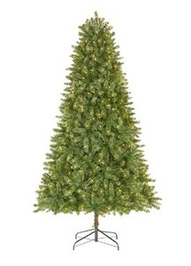 lot 450 image: Home Accents 7.5 ft Fenwick Pine LED Pre-Lit Artificial Christmas Tree with 700 Color Changing Micro Dot Light, 1006215503 - SOLD AS IS