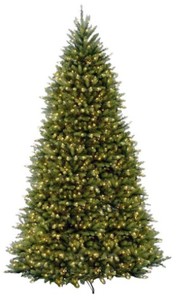 lot 459 image: National Tree Co. 10 ft. Pre-Lit Dunhill Fir Hinged Artificial Christmas Tree with Clear Lights, DUH-100LO-S - SOLD AS IS