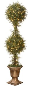 lot 461 image: National Tree Co. 60 in. Mini Tea Leaf Topiary in Urn with 200 Clear Lights, LTLM4-302-60 - SOLD AS IS