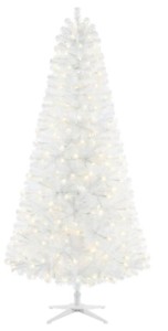 lot 456 image: Home Accents 7 ft Snowy Tinsel Spruce LED Pre-Lit Artificial Christmas Tree with 300 Warm White Mini Lights, 1006224636 - SOLD AS IS