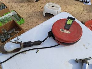 lot 349 image: Shop Work Light with Power Cord and Sears Power Cord Reel