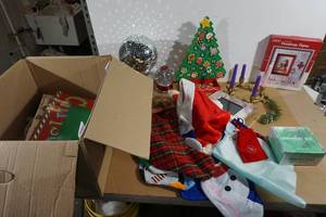 lot 83 image: Assorted Christmas Dcor - Advent Tree, Bags, Candles