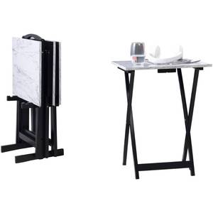 lot 141 image: Linon Faux Marble Top TV Tray Set