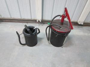 lot 37 image: Bucket Pump & Oil Can