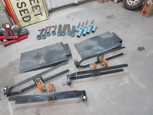 lot 42 image: Car Hoist Casters, Ramps & Steel Brackets