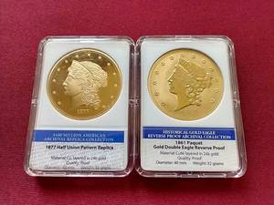(2) Slabbed Replica Gold Coins