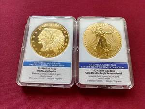 (2) Slabbed Replica Gold Coins