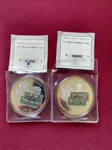 2 Large US Silver Certificate Commemorative Coins