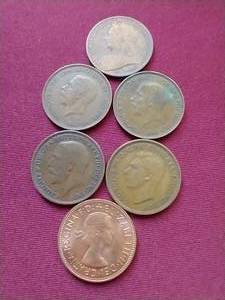 (6) Vintage UK Penny Coins
