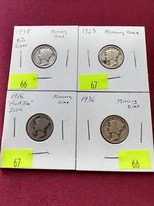 (4) Mercury Dimes