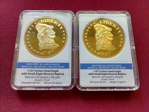 (2) Slabbed Replica Gold Eagle Coins