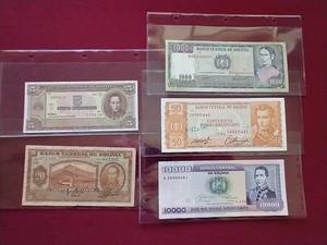 (5) Vintage Bolivian Currency Notes