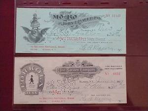 (2) Vintage 1920s Retail Company Checks