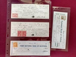 (4) 1800s Bank Checks