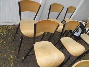 Lot of 6 metal frame bar stools wit...