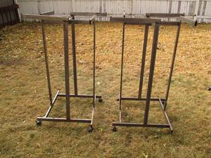 2 Garment racks on wheels, retail g...