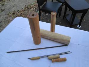 (2) Wooden rolling pins with inner ...