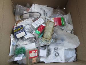 Box of assorted rivets, rubber o-ri...