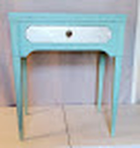 UPCYCLED ANTIQUE SEWING TABLE WITH STORAGE DOOR 26.5 WIDE 31 TALL 18 DEEP 53 WHEN OPEN