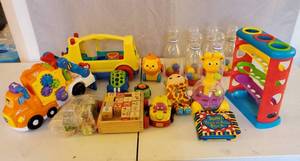 LOT OF BABY TOYS SMART WHEELS BLOCKS LITTLE TIKES BOWLING PINS & MORE